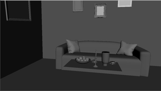 Simplified gray room geometry used for shadows