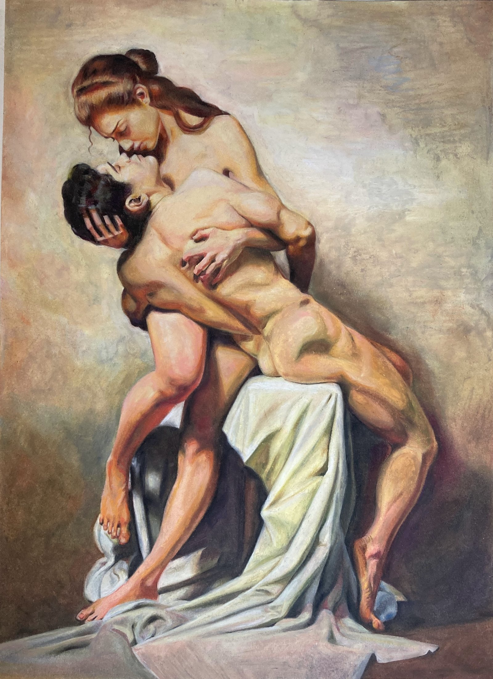 Holding On, a figurative painting by Gabija Malina